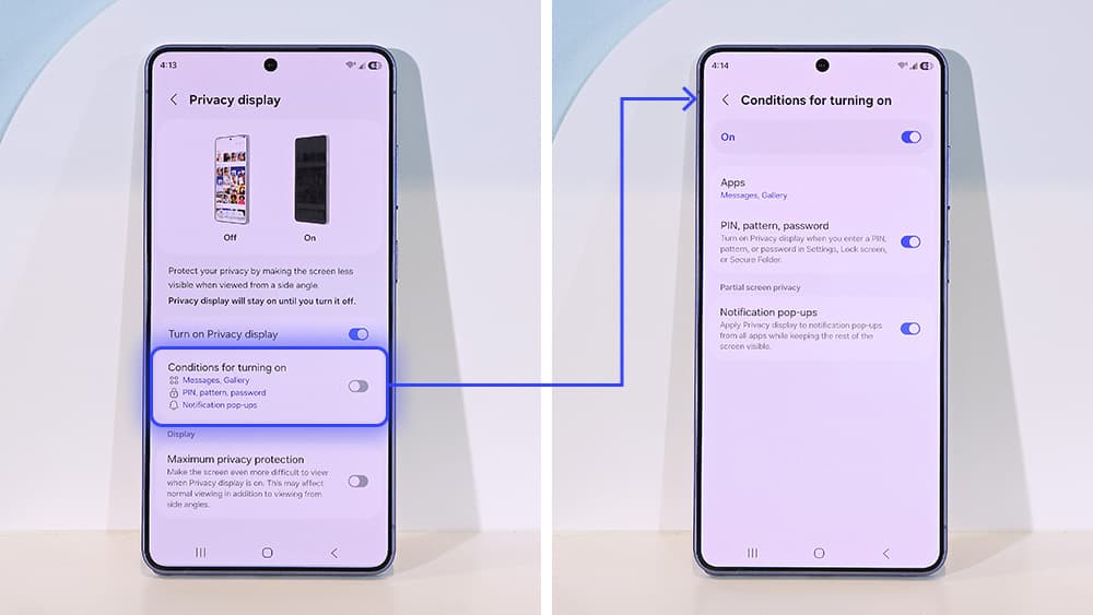 Samsung Galaxy S26 Ultra — Privacy Display, configuración de niveles de privacidad